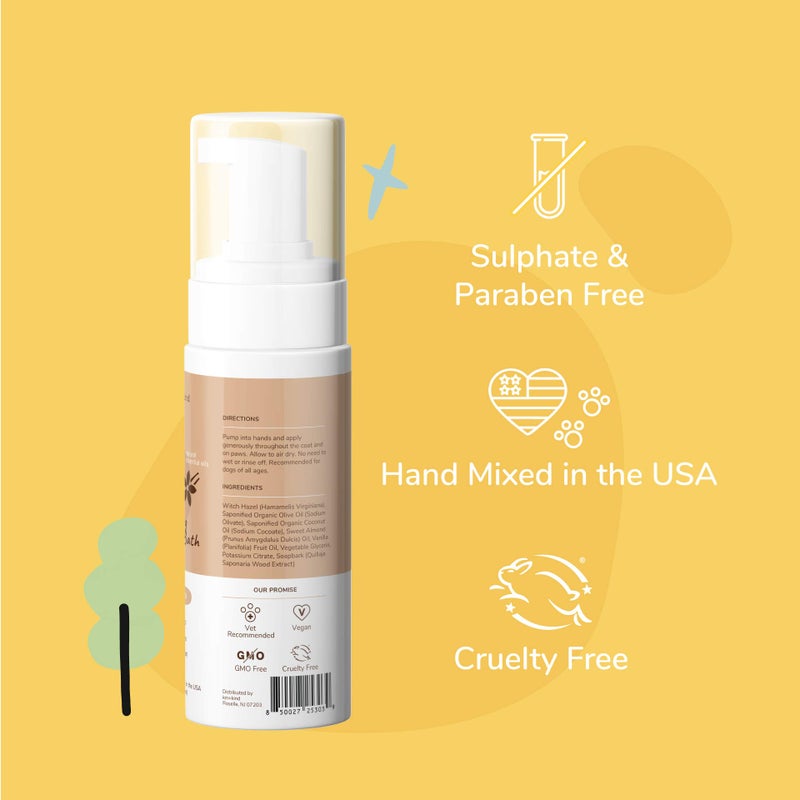 kin+kind Waterless Dry Shampoo for Dogs - Rinse-Free, Eliminate Itch and Odor, Natural Formula with Witch Hazel, Coconut Oil, Olive Oil, Almond and Vanilla - Made in USA - Image 3